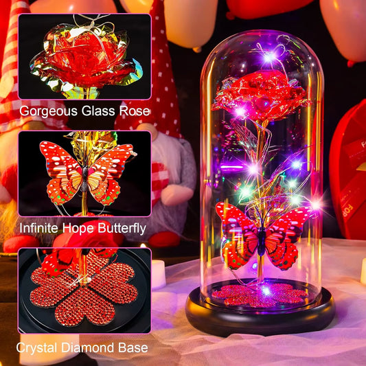 Galaxy Glass Rose Forever Eternal Crystal Flower