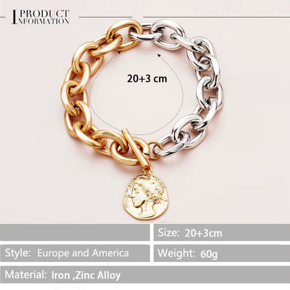 Old Coin Stainless Steel Bracelet
