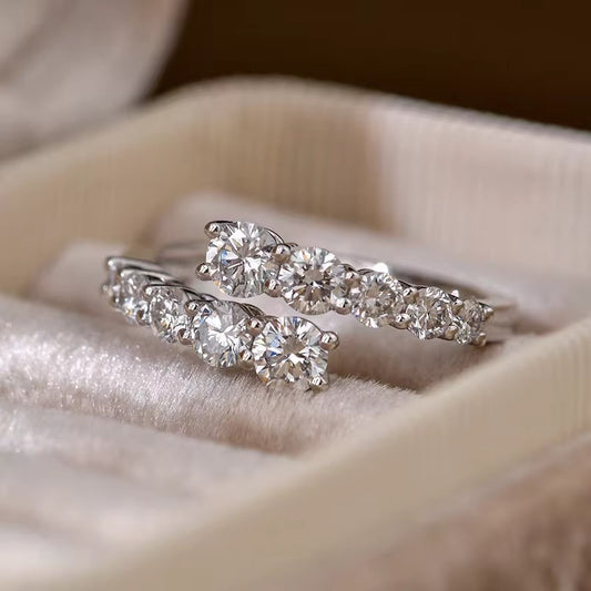 BXINY All Moissanite Open Ring 925