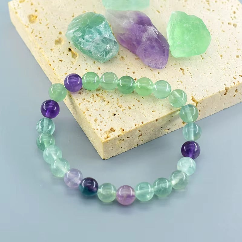 Fluorite Bracelet with Natural Stones 6 8 10mm Beads