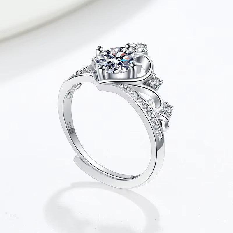 925 Sterling Silver Adjustable Crown Ring for Women