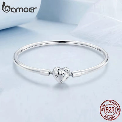 BAMOER Genuine 925 Sterling Silver Charm Glossy Bracelet