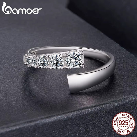 BAMOER 0.7CTTW Moissanite Open Ring