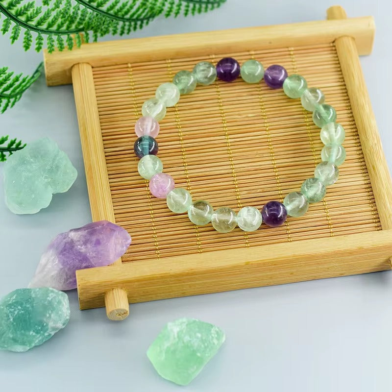 Fluorite Bracelet with Natural Stones 6 8 10mm Beads