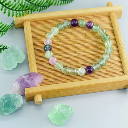 Fluorite Bracelet with Natural Stones 6 8 10mm Beads