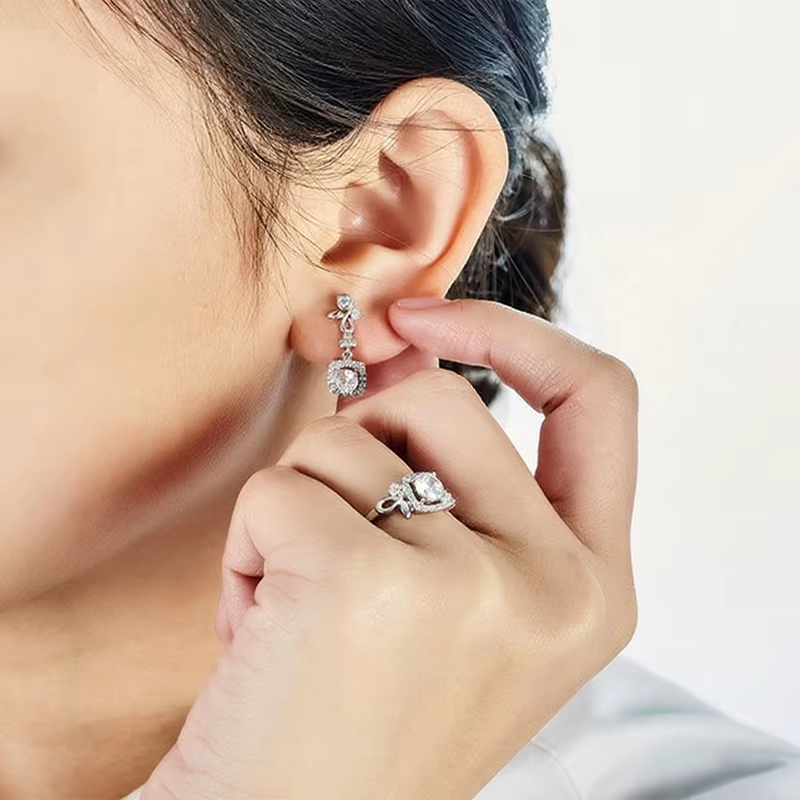 925 Sterling Silver Adjustable Flower Leaf Ring for Women