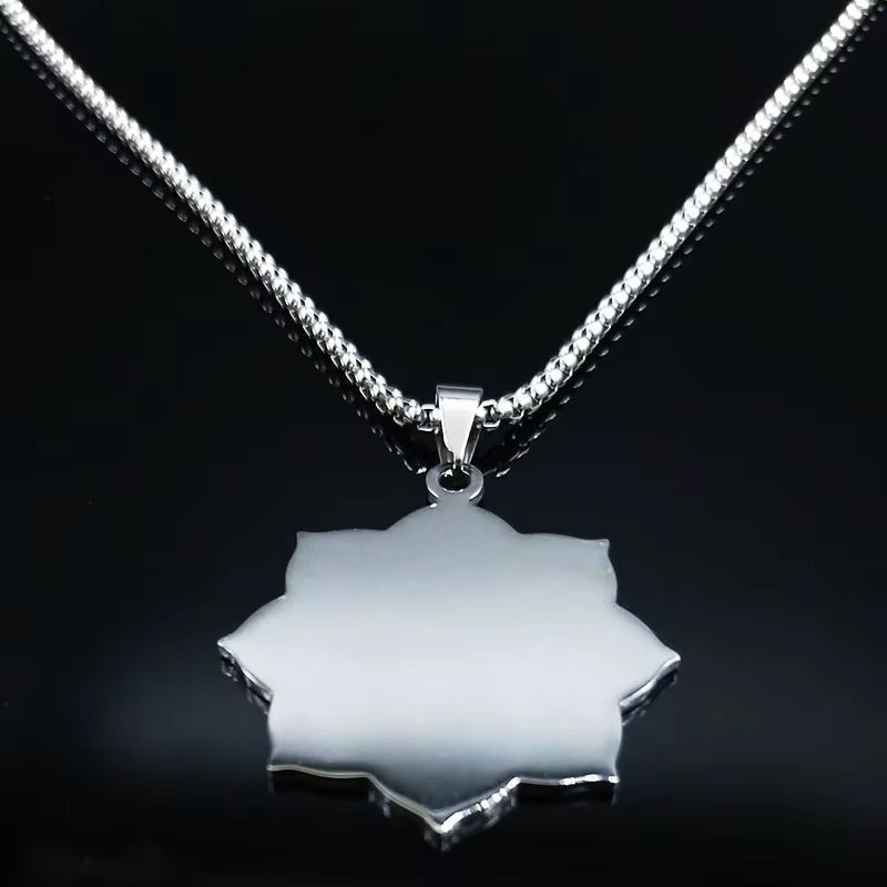 Mandala Flower of Life Stainless Steel Datura Stramonium Necklace