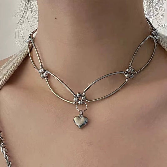 Vintage Metal Heart Pendant Necklace