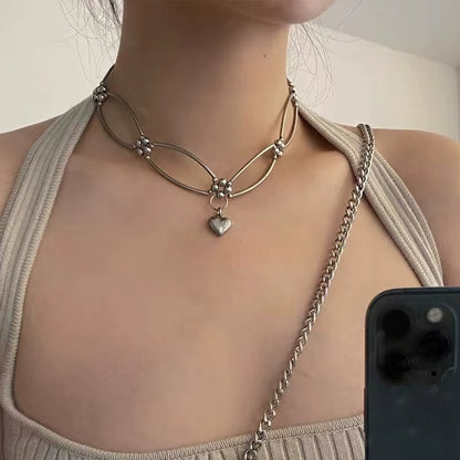 Vintage Metal Heart Pendant Necklace
