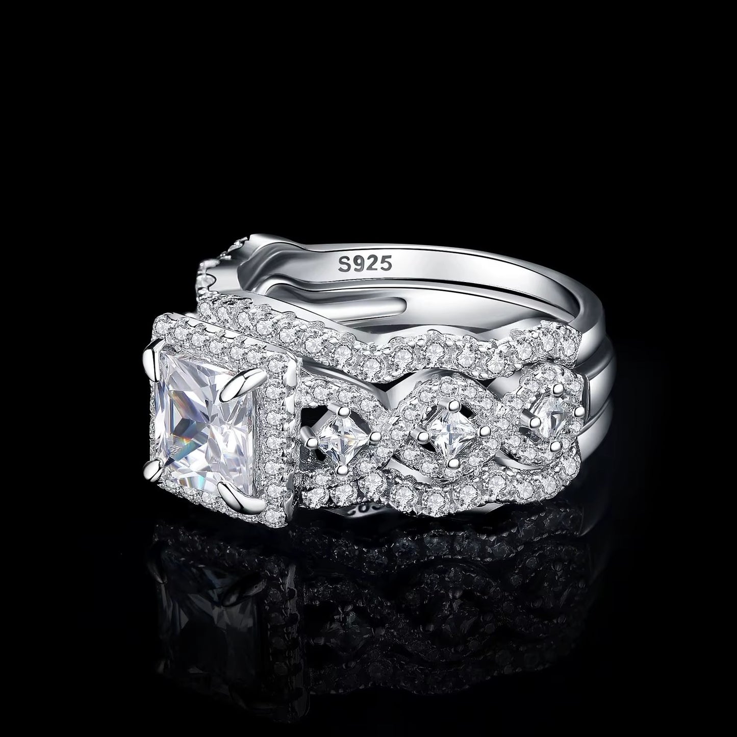 JewelryPalace 3Pcs 925 Sterling Silver Halo