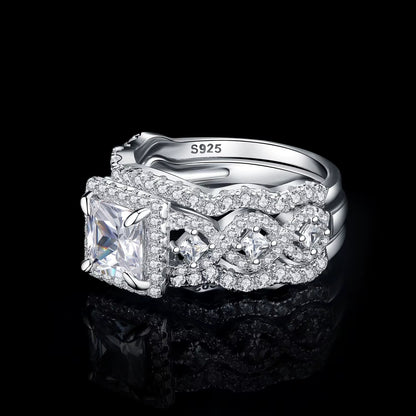 JewelryPalace 3Pcs 925 Sterling Silver Halo