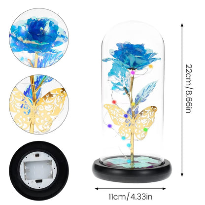 Rose Light Artificial Galaxy Rose Lamp with Butterfly