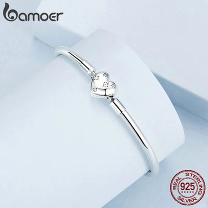 BAMOER Genuine 925 Sterling Silver Charm Glossy Bracelet