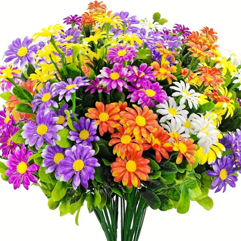 8 Bundles Outdoor Daisies Plastic Flowers