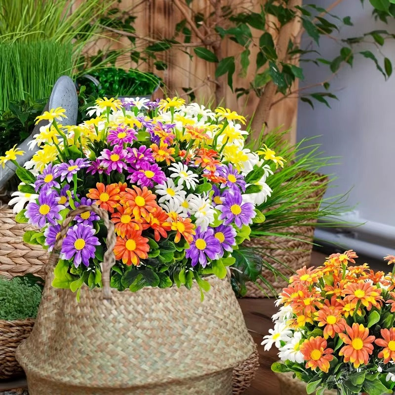 8 Bundles Outdoor Daisies Plastic Flowers