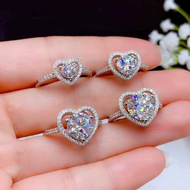 100% Real Moissanite Ring Adjustable