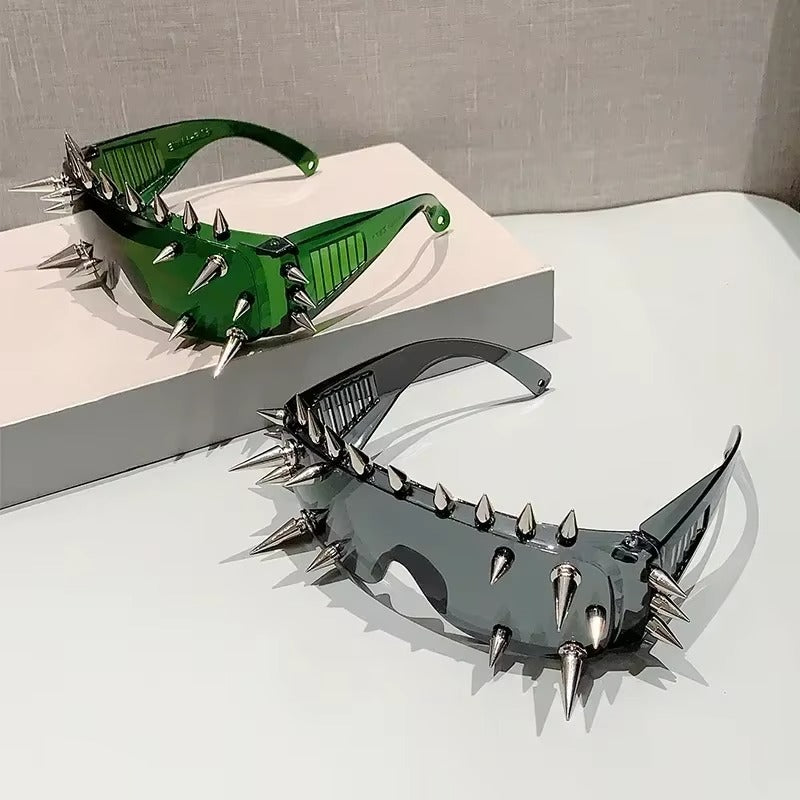 Cyberpunk Demon Eyewear Metal Rivet Party Sunglasses