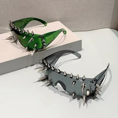 Cyberpunk Demon Eyewear Metal Rivet Party Sunglasses