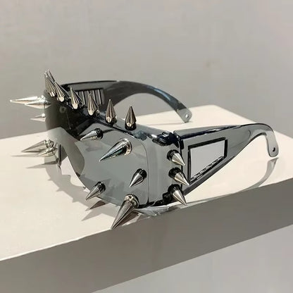 Cyberpunk Demon Eyewear Metal Rivet Party Sunglasses