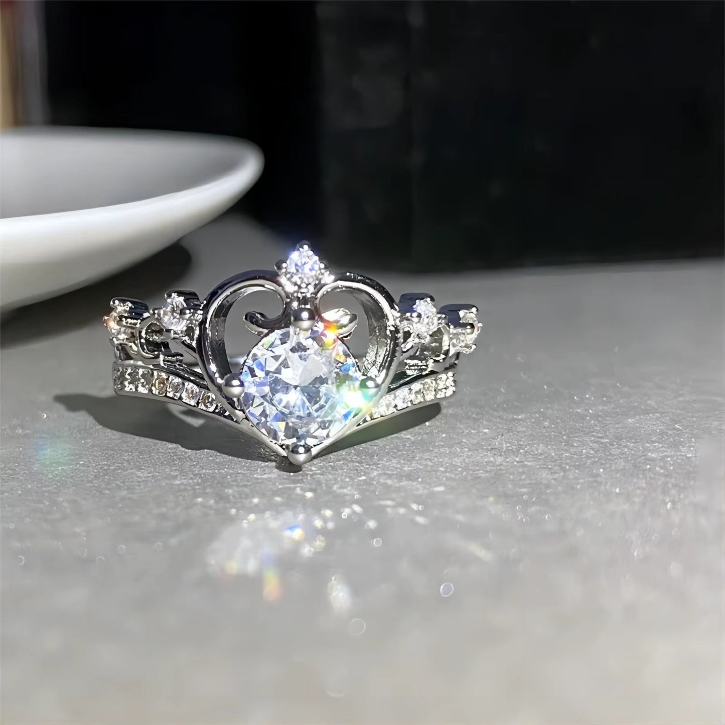 925 Sterling Silver Adjustable Crown Ring for Women