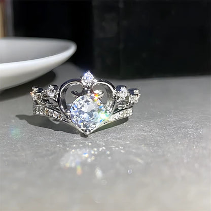 925 Sterling Silver Adjustable Crown Ring for Women