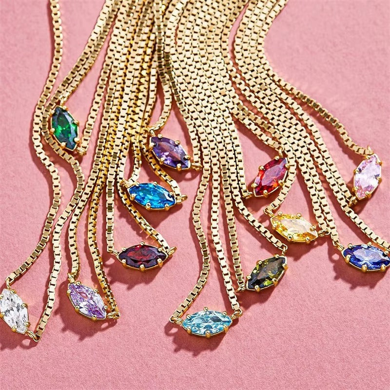 Colorful 12 Birthstone Pendant Necklaces