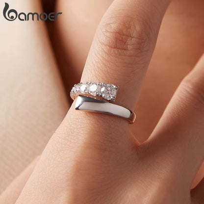 BAMOER 0.7CTTW Moissanite Open Ring