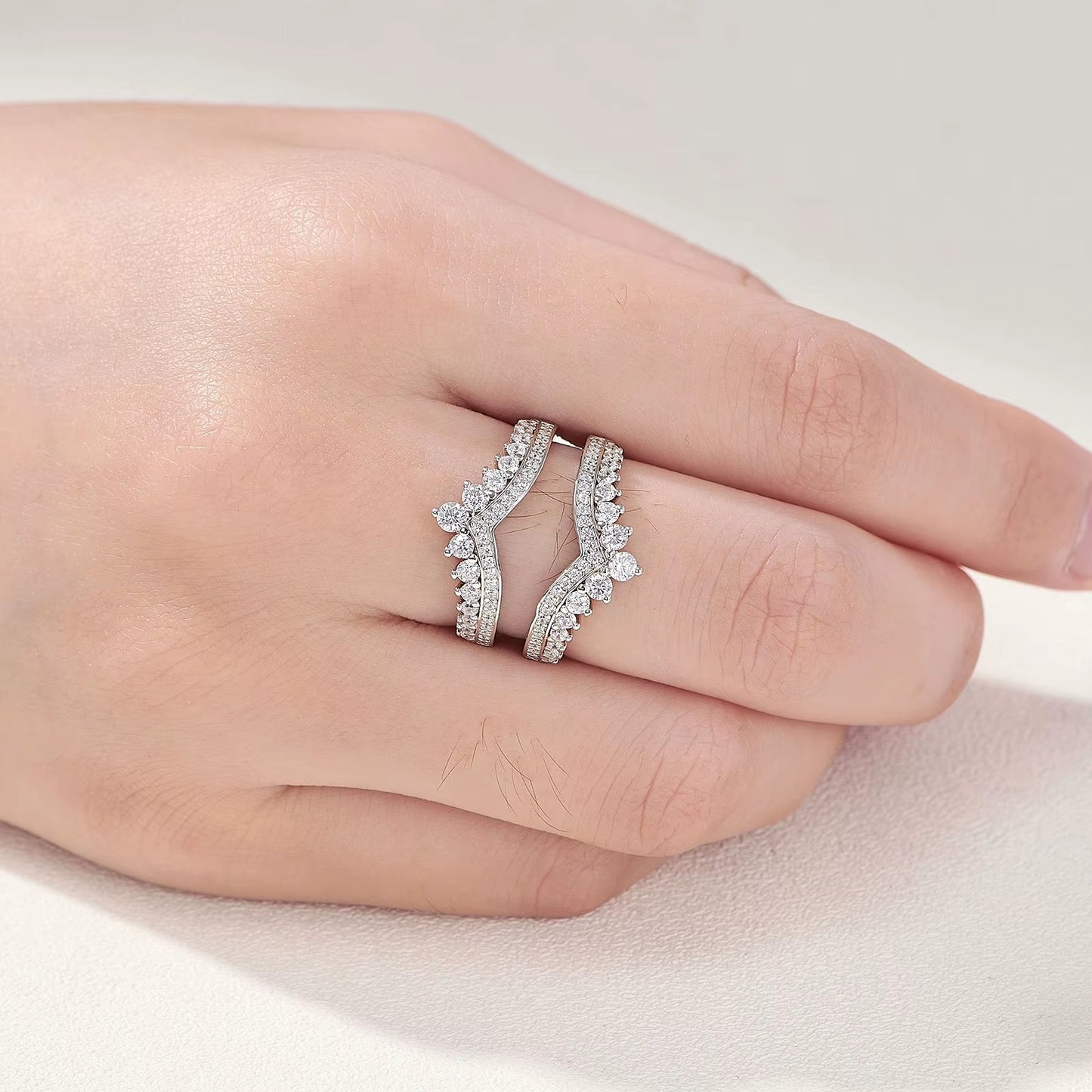 Silver Adjustable Enhancer Wedding Rings for Engagement