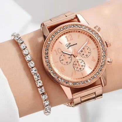 Rose Gold Luxury Rhinestone Watches
