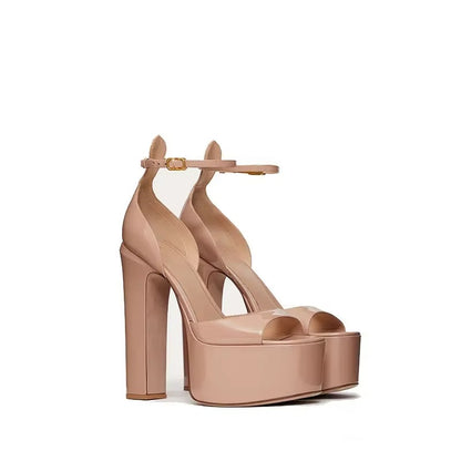 Women's Thick Heel Square Head Buckle Waterproof