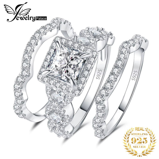 JewelryPalace 3Pcs 925 Sterling Silver Halo
