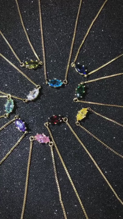 Colorful 12 Birthstone Pendant Necklaces