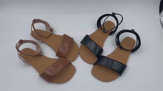 Tipsietoes 2025 Summer Barefoot Leather Flat Sandals