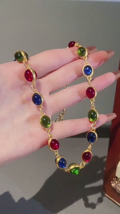 Multicolor Rhinestone Choker Necklaces