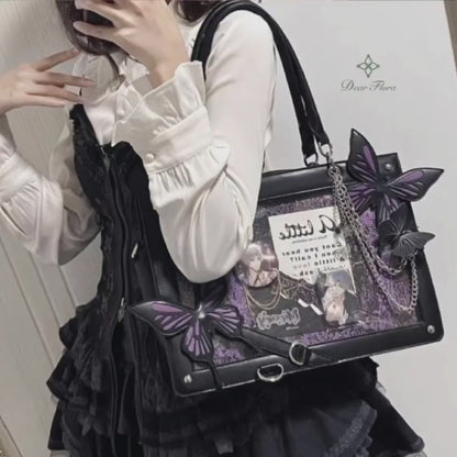 Y2K Labyrinth Butterfly Spider Web Letter Chain Handbags