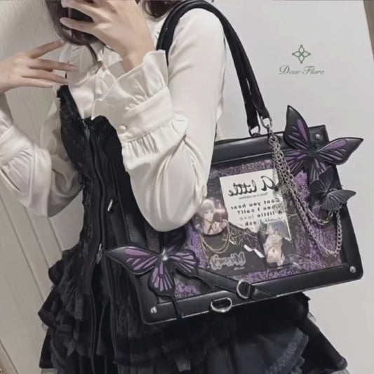 Y2K Labyrinth Butterfly Spider Web Letter Chain Handbags