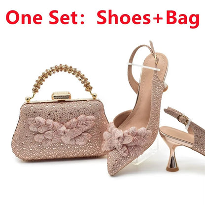 Wedding Party Shoes and Bags Set with Rhinestone