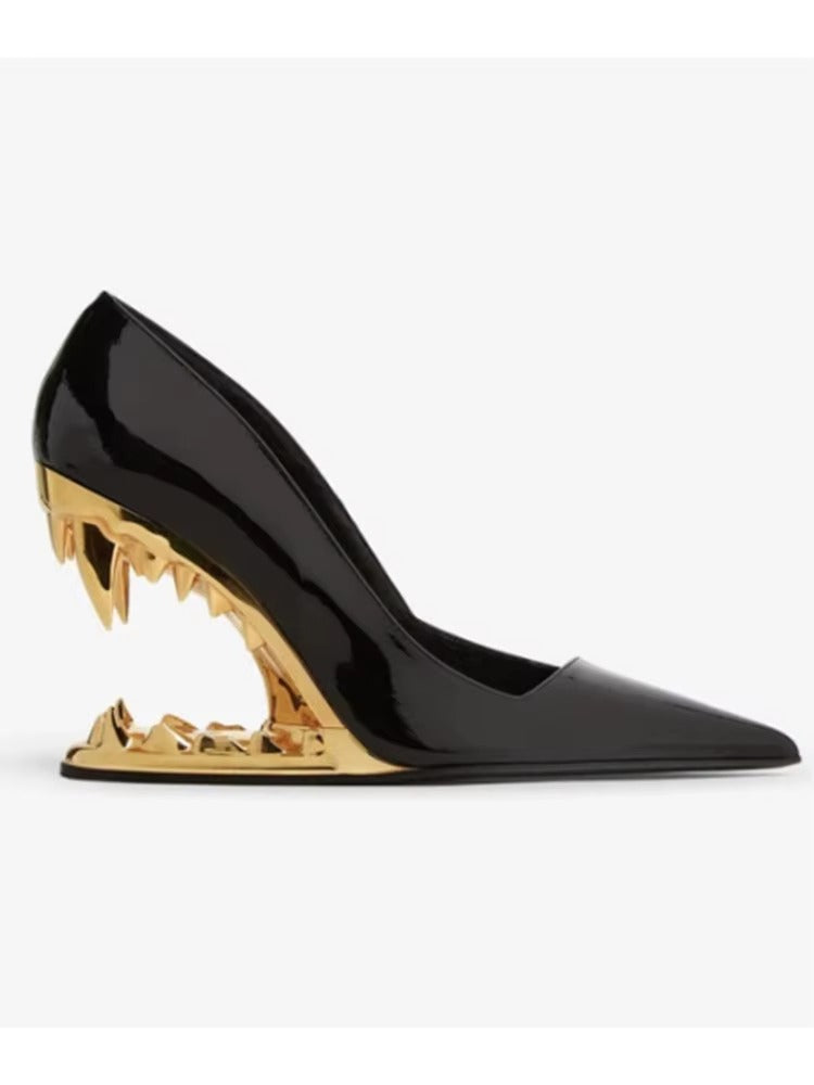 2025 Summer New Metal Tiger Teeth Single Shoes