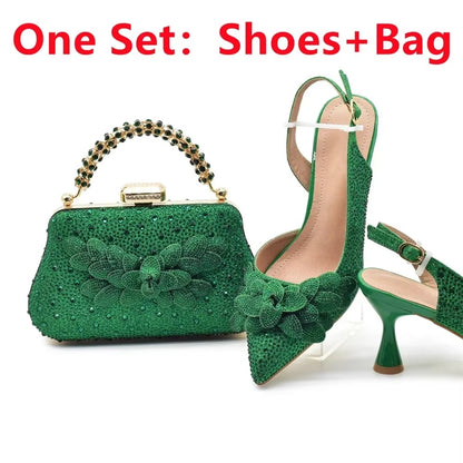 Wedding Party Shoes and Bags Set with Rhinestone