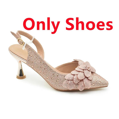 Wedding Party Shoes and Bags Set with Rhinestone