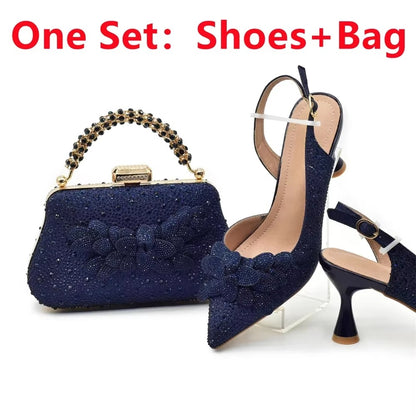 Wedding Party Shoes and Bags Set with Rhinestone